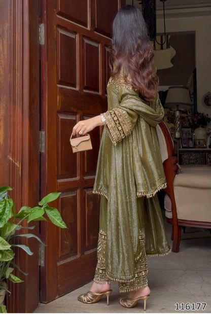 New Designer Eid Special Heavy Embroidery Sequence Fancy Patch Work with Plazzo Set
