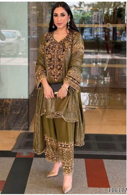 New Designer Eid Special Heavy Embroidery Sequence Fancy Patch Work with Plazzo Set