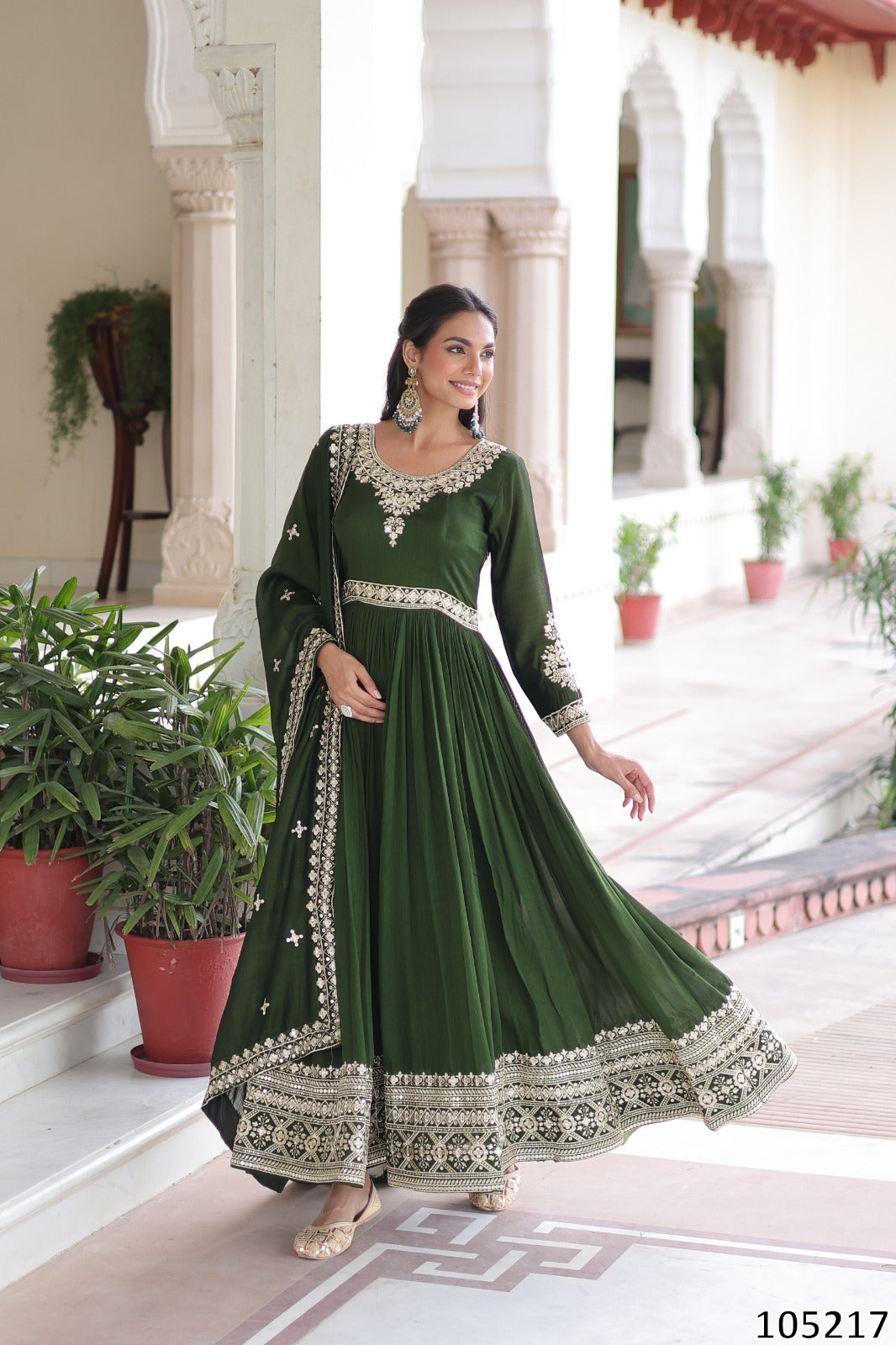 Vichitra Silk with Rich Sequins Embroidered WorkGown with Dupatta Collection 2025