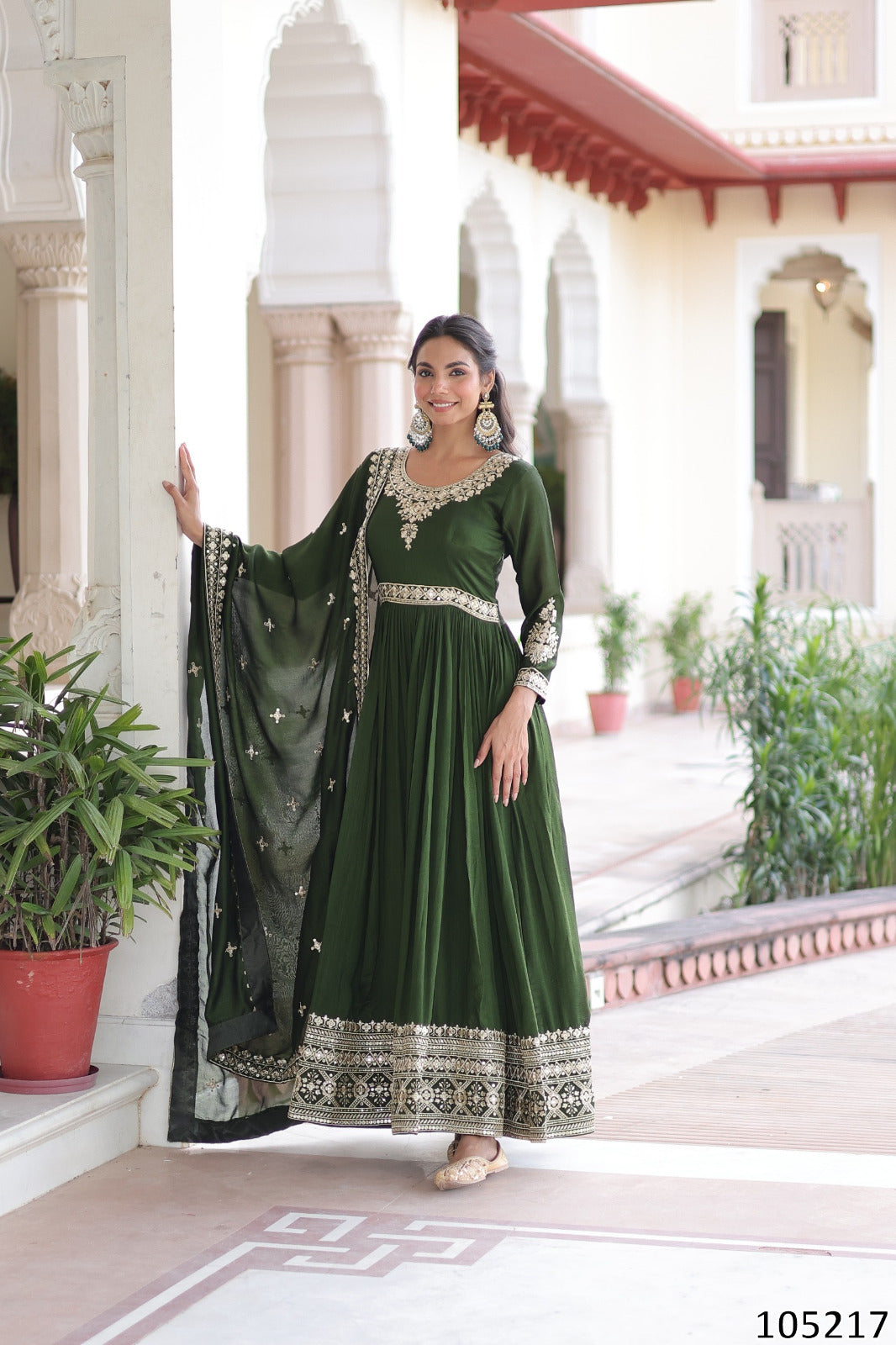 Vichitra Silk with Rich Sequins Embroidered WorkGown with Dupatta Collection 2025