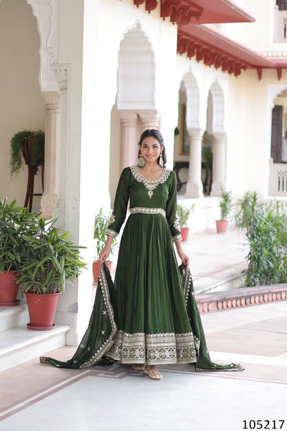 Vichitra Silk with Rich Sequins Embroidered WorkGown with Dupatta Collection 2025