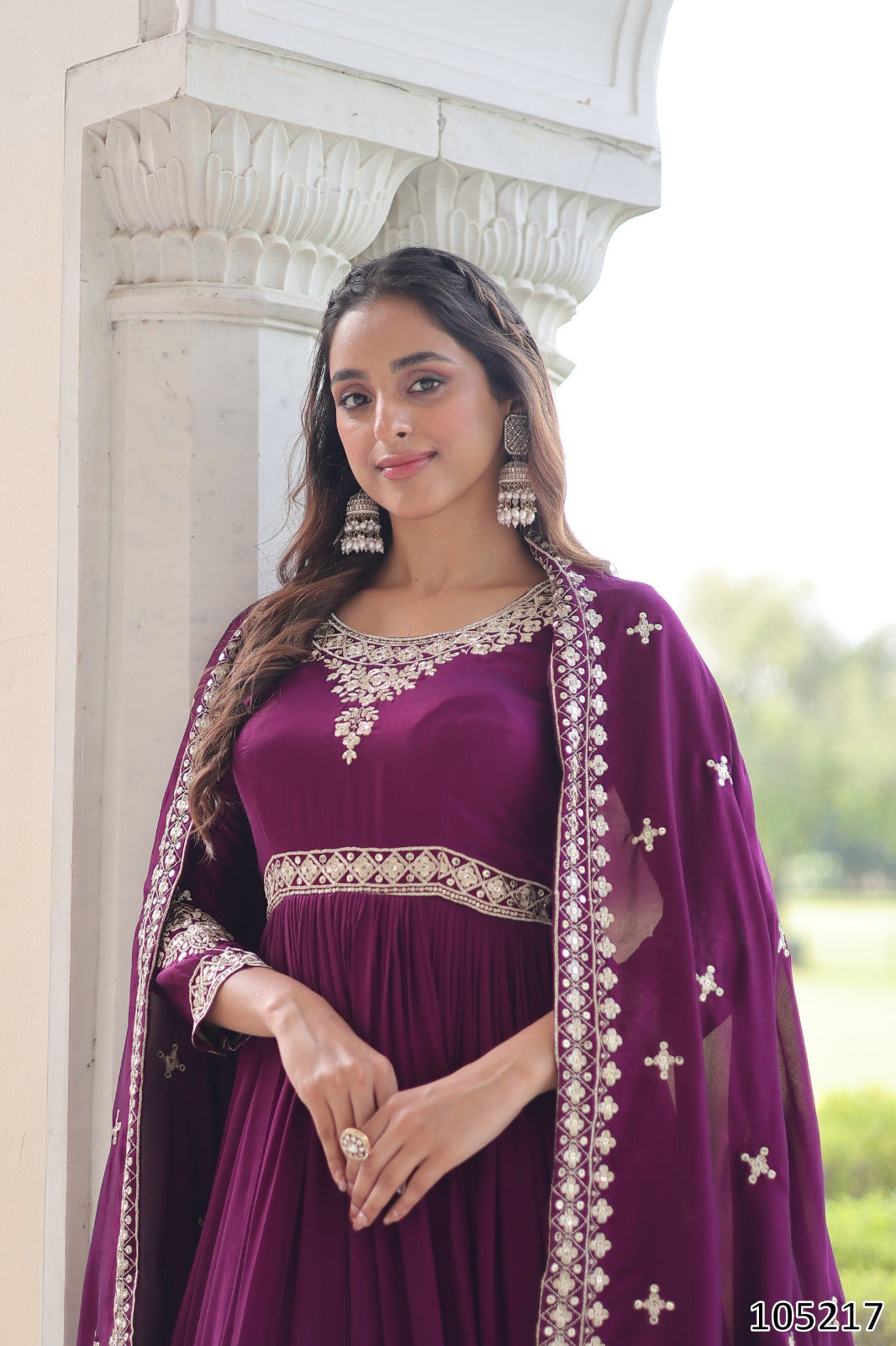 Vichitra Silk with Rich Sequins Embroidered WorkGown with Dupatta Collection 2025