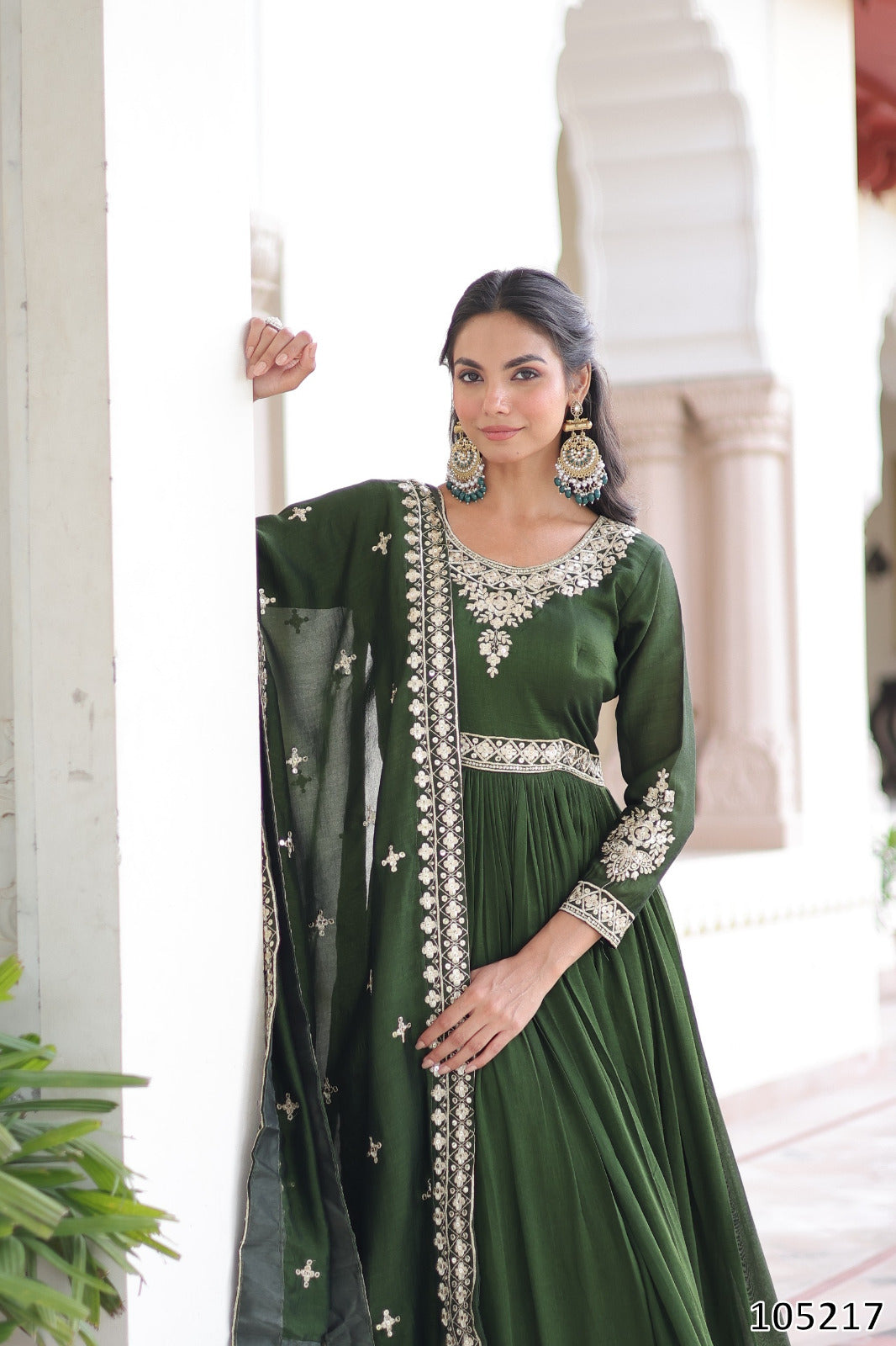 Vichitra Silk with Rich Sequins Embroidered WorkGown with Dupatta Collection 2025