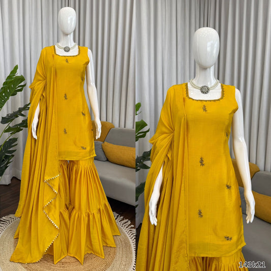 Wedding Haldi Special  PREMIUM DESIGNER SHARARA SET WITH DUPATTA