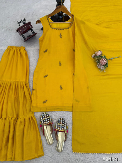 Wedding Haldi Special  PREMIUM DESIGNER SHARARA SET WITH DUPATTA