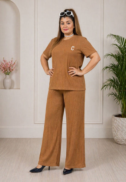 Stylish Textured C-Printed Co-ord Set For Women