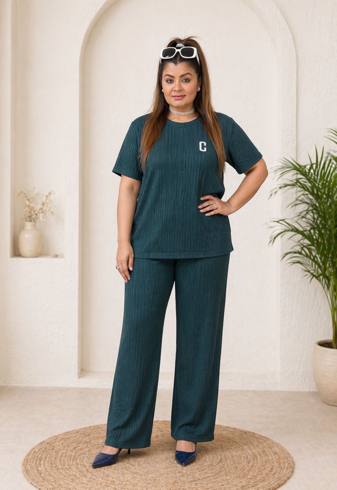 Stylish Textured C-Printed Co-ord Set For Women