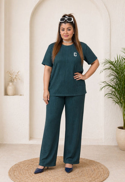 Stylish Textured C-Printed Co-ord Set For Women