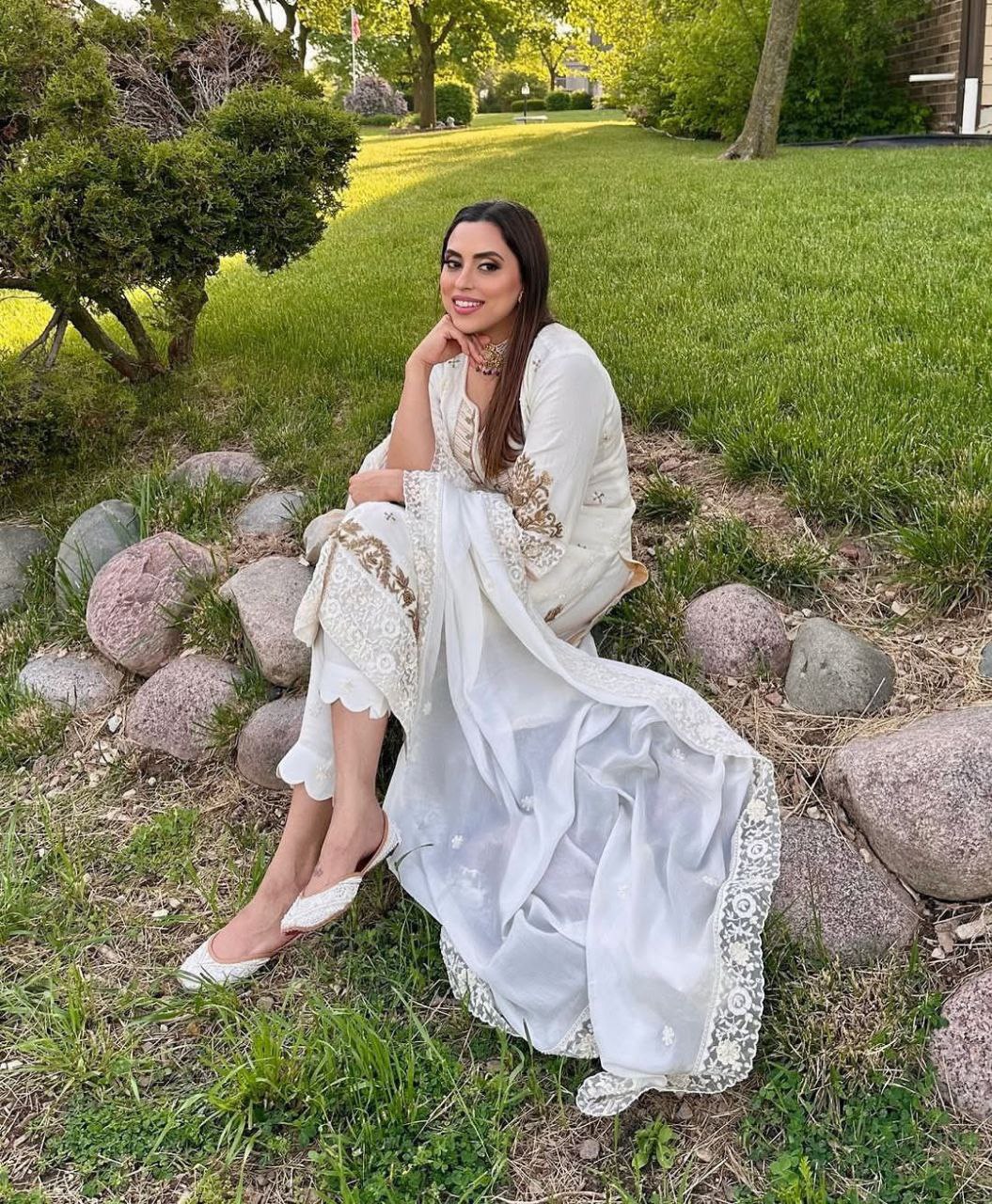 Designer Georgette Embroidered Suit – Sequins Work Top, Pant & Dupatta