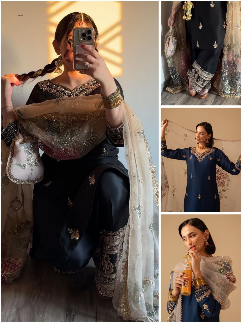 Designer Chinon Suit with Embroidered Pant & Printed Organza Dupatta