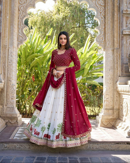 Wedding Georgette Lehenga Choli | Partywear Embroidery & Sequins Work Lehenga Choli