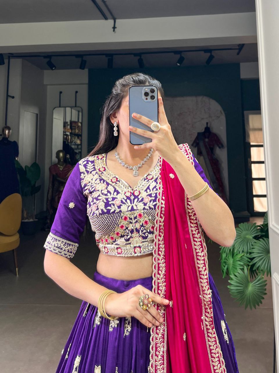 Vichitra Silk Embroidered Purple Lehenga Choli | Wedding Collection Lehenga Choli 2025