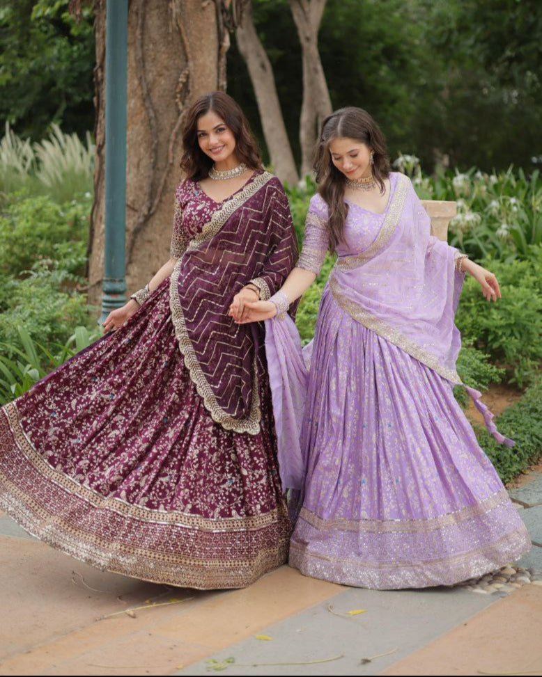 Party Wear Viscose Jacquard Lehenga Choli | LEHENGA CHOLI COLLECTIONS-2025