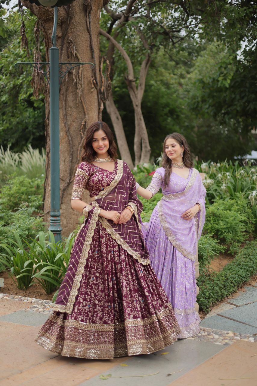 Party Wear Viscose Jacquard Lehenga Choli | LEHENGA CHOLI COLLECTIONS-2025
