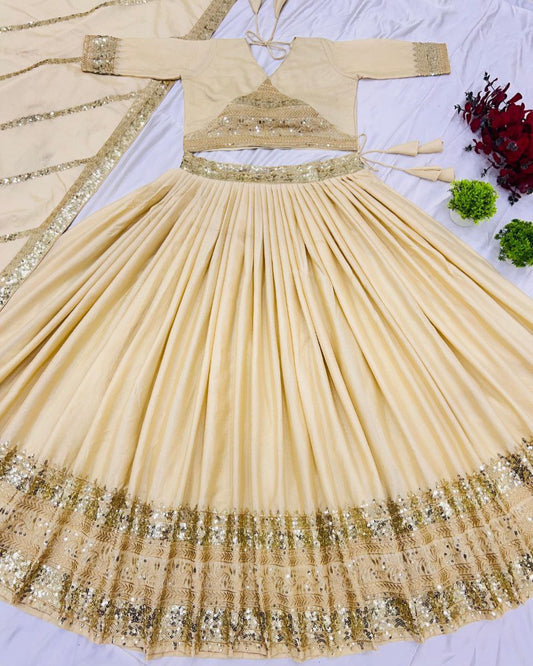 Wedding Collection Chinon Silk Lehenga Choli | Heavy Embroidery & Sequins Work