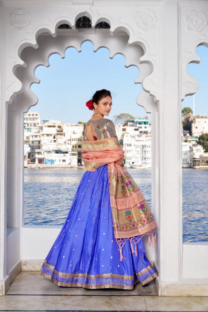 Timeless Paithani Jacquard Silk Partywear Lehenga Choli Set with Dupatta and Batwa