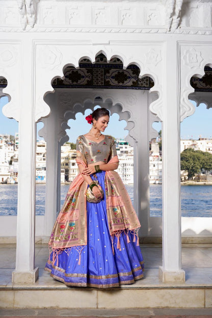 Timeless Paithani Jacquard Silk Partywear Lehenga Choli Set with Dupatta and Batwa