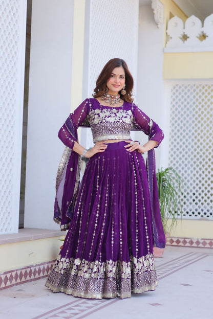 Elegant Embroidered Fox Georgette Wedding Lehenga Choli Set with Dupatta