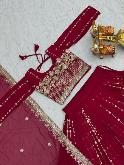 Elegant Embroidered Fox Georgette Wedding Lehenga Choli Set with Dupatta