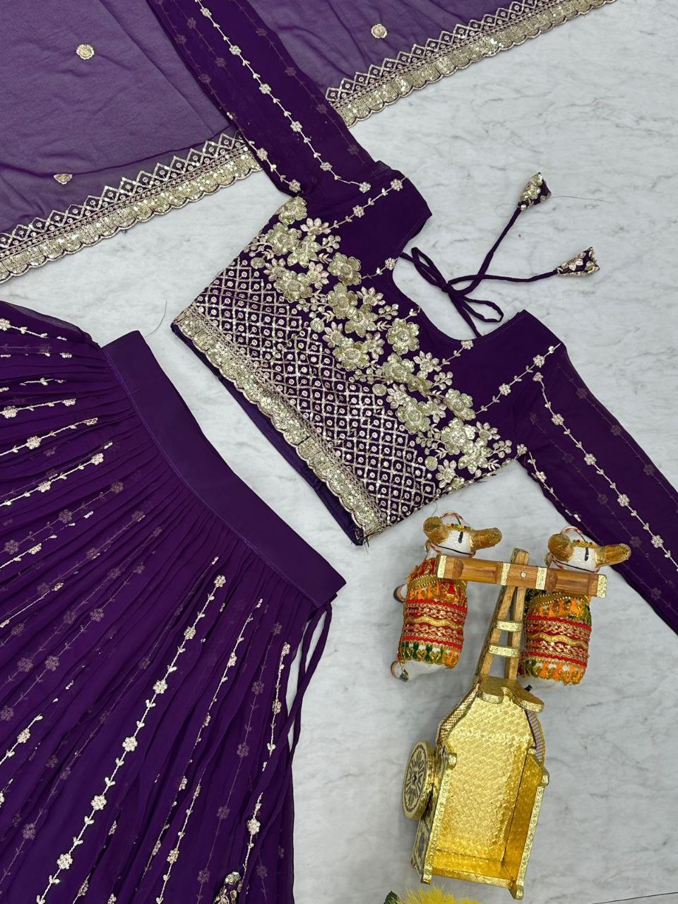Elegant Embroidered Fox Georgette Wedding Lehenga Choli Set with Dupatta