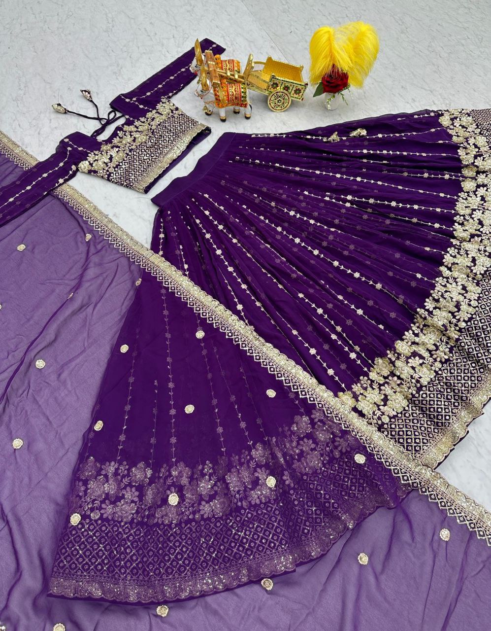 Elegant Embroidered Fox Georgette Wedding Lehenga Choli Set with Dupatta