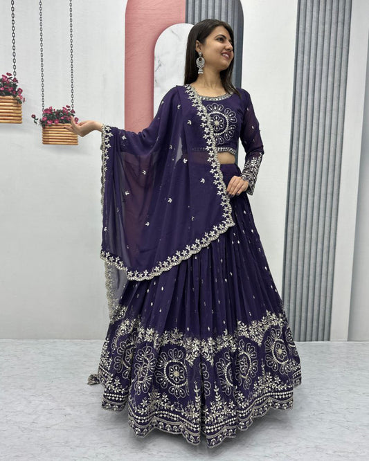Party Wear Premium Embroidered Fox Georgette Lehenga Choli Set with Dupatta