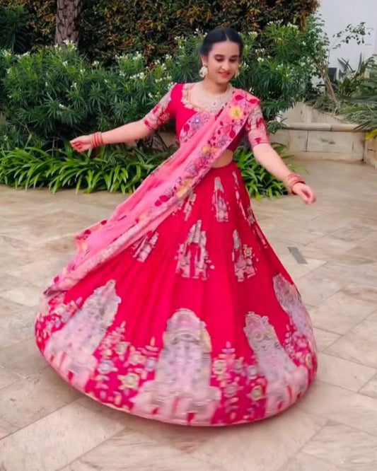 Kalamkari Cotton Lehenga Choli with Dupatta – Elegant Ethnic Wear