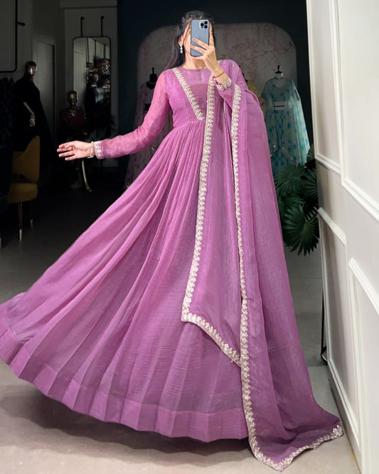 Silver Glory Sequins Embroidered Ready-to-Wear Gown with Dupatta
