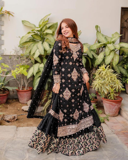 Eid Special Party Wear Sharara Set – Heavy Embroidered Sequins Work