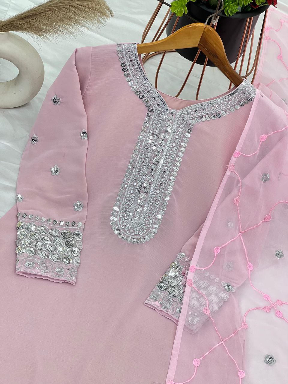 Elegant Heavy Faux Georgette Sharara Set