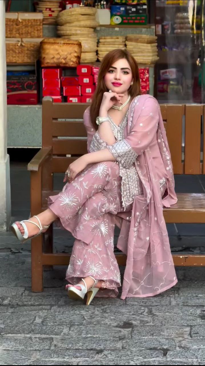 Elegant Heavy Faux Georgette Sharara Set