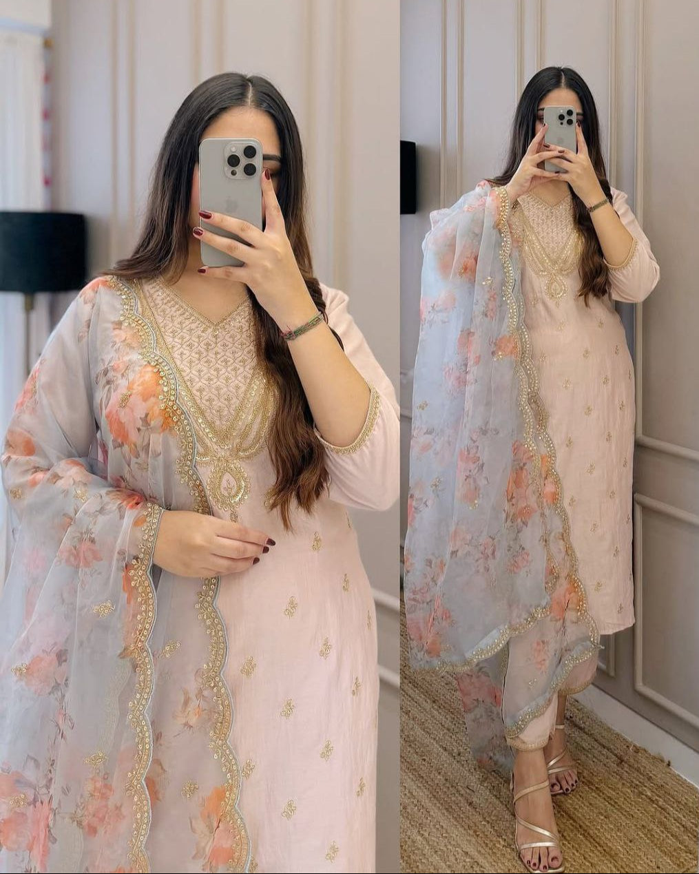 Premium Pakistan Style Chanderi Suit – Elegant & Lightweight
