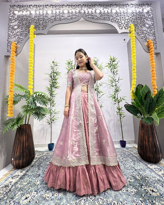 Elegant Butterfly Shrug Indo-Western Lehenga Set – Premium Designer Wear