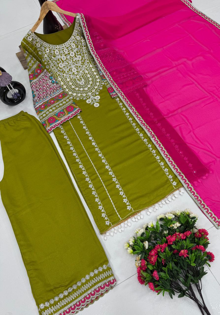 Super Hit Eid Collection – Elegant Vichitra Silk Palazzo Suit