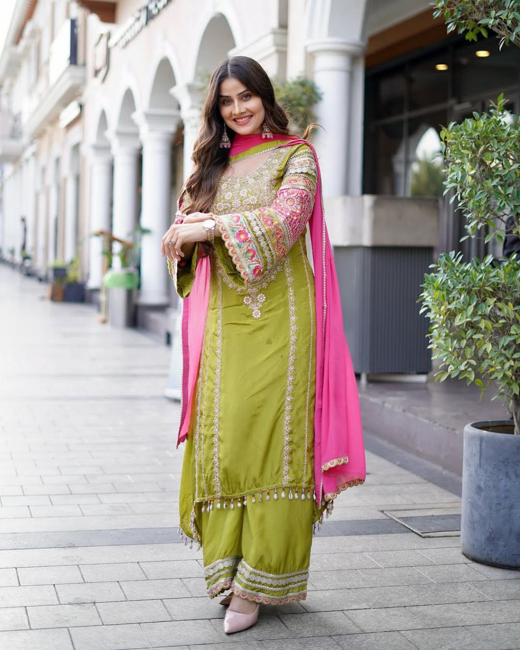 Super Hit Eid Collection – Elegant Vichitra Silk Palazzo Suit