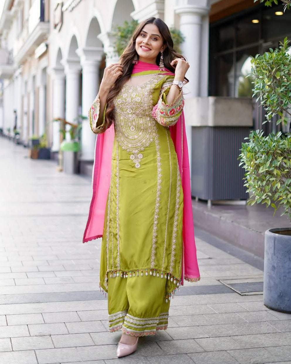 Super Hit Eid Collection – Elegant Vichitra Silk Palazzo Suit