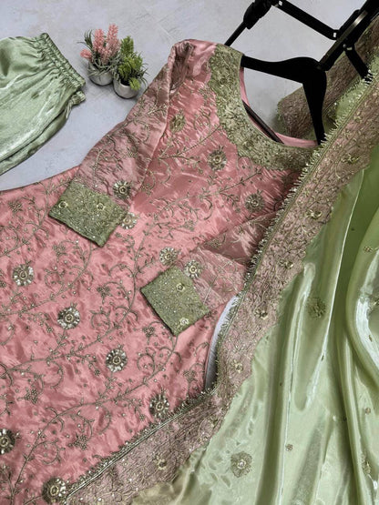 Eid Special Jimmy Choo Fabric Suit Set | Heavy Sequin Embroidery Top, Pant & Dupatta