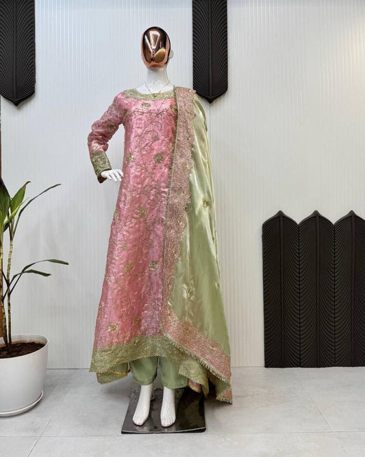 Eid Special Jimmy Choo Fabric Suit Set | Heavy Sequin Embroidery Top, Pant & Dupatta