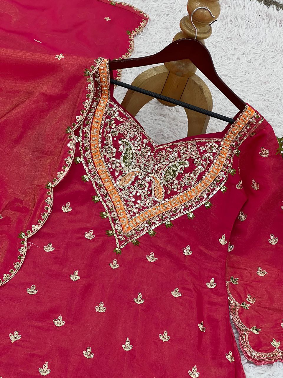 Designer Simar Silk Embroidered Kurti with Plazzo & Dupatta Set | Fully Stitched Party Wear Outfit
