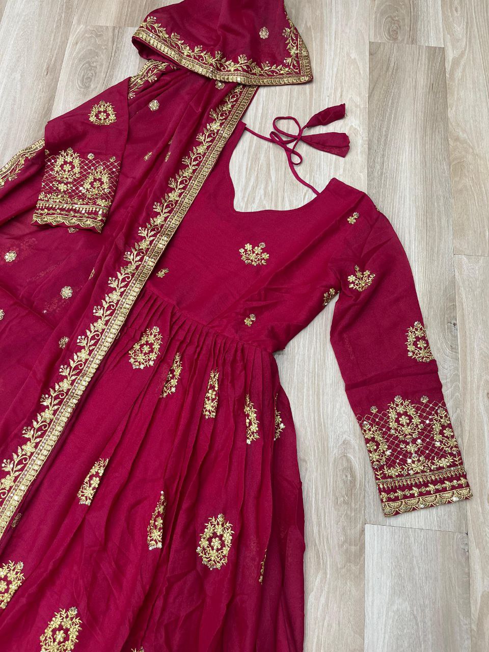 Premium Star Georgette Embroidered Gown with Dupatta