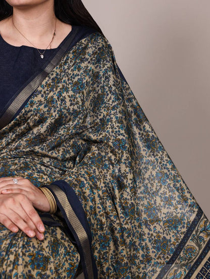 Chanderi Cotton Saree – Digital Print with Zari Weaving Work & Unstitched Blouse