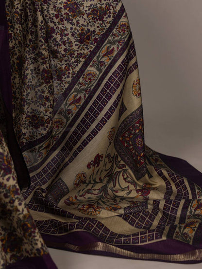 Chanderi Cotton Saree – Digital Print with Zari Weaving Work & Unstitched Blouse