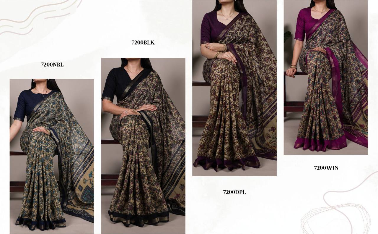 Chanderi Cotton Saree – Digital Print with Zari Weaving Work & Unstitched Blouse