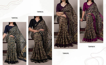 Chanderi Cotton Saree – Digital Print with Zari Weaving Work & Unstitched Blouse