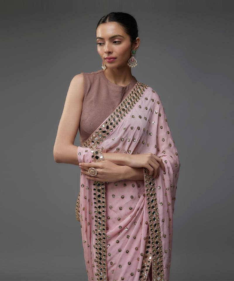 Bollywood Blockbuster Faux Georgette Saree – Heavy Sequins Butti Work