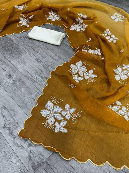 Dual‑Shade Crunchy Silk Saree – Sequins Work with Satin Silk Blouse
