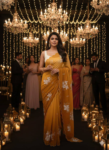 Dual‑Shade Crunchy Silk Saree – Sequins Work with Satin Silk Blouse