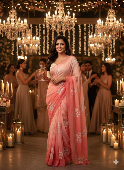Dual‑Shade Crunchy Silk Saree – Sequins Work with Satin Silk Blouse