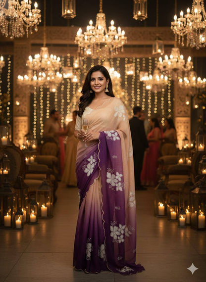 Dual‑Shade Crunchy Silk Saree – Sequins Work with Satin Silk Blouse