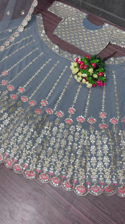 NEW DESIGNER BOLLYWOOD HEAVY GEORGETTE LEHENGAS WITH DUPATTA